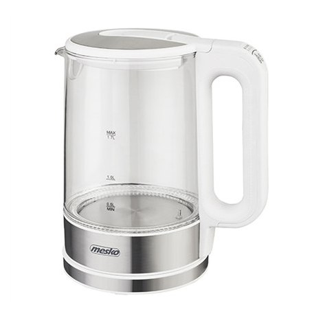 Mesko | Kettle | MS 1301w | Electric | 1850 W | 1.7 L | Glass/Stainless steel | 360° rotational base | White - 2